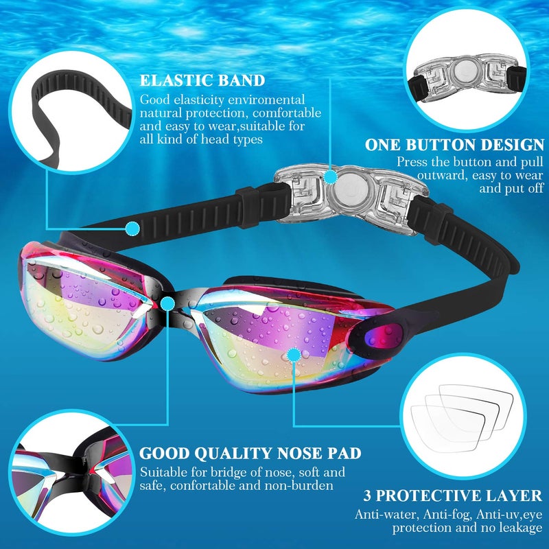COOLOO Kids Swim Goggles, 2 Packs Swimming Goggles for Kids Girls Boys and Child Age 4-16 - Image 2